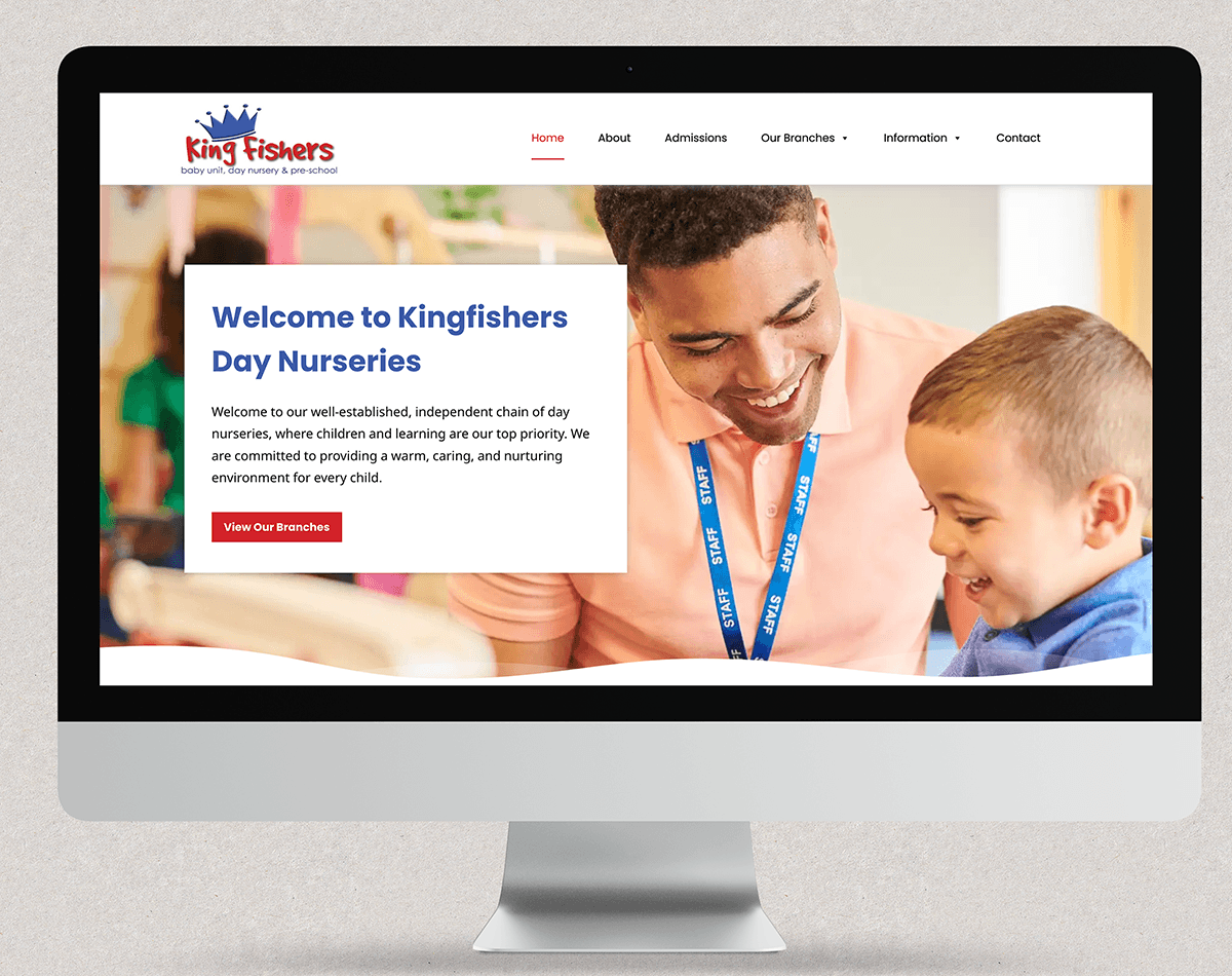 King Fishers Day Nurseries Website Design imac screen