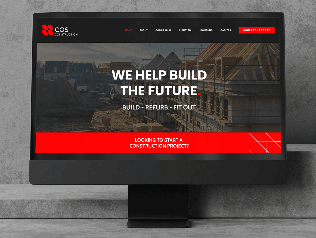 cos construction website design bespoke on imac