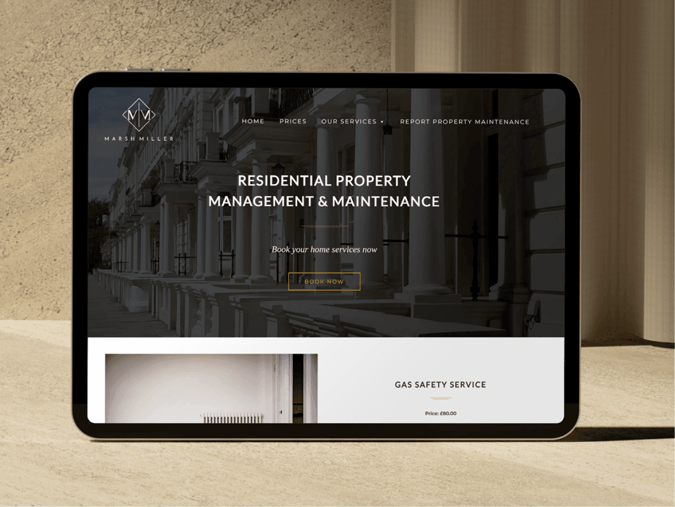 Marsh Miller website on ipad tablet
