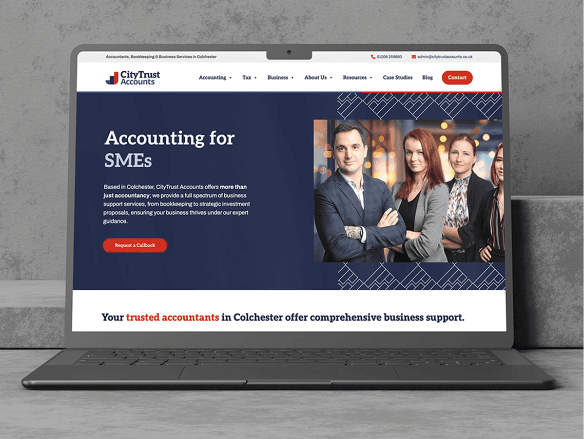 city trust accounts website design laptop